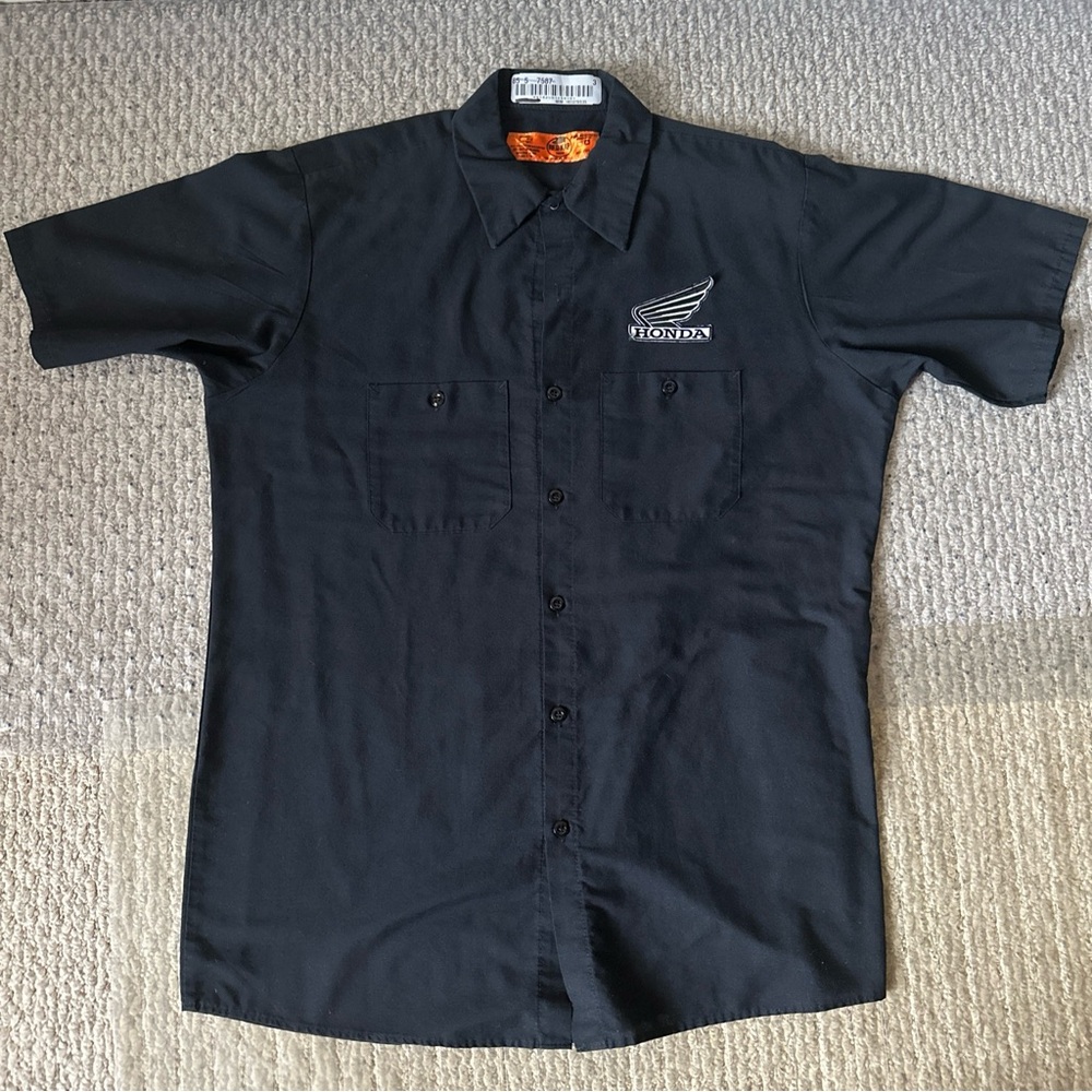 Red Kap Navy Blue / White Honda Logo Button Up Shirt Size Large